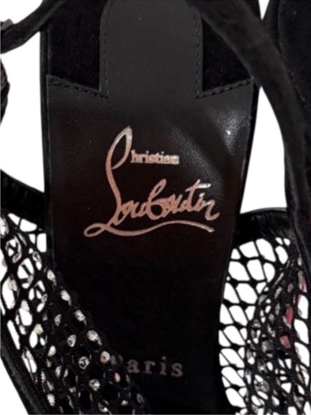 CHRISTIAN LOUBOUTIN Plougesta Alta Strass 150 Black Suede Platform Heels - Picture 9 of 11